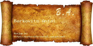 Berkovits Antal névjegykártya